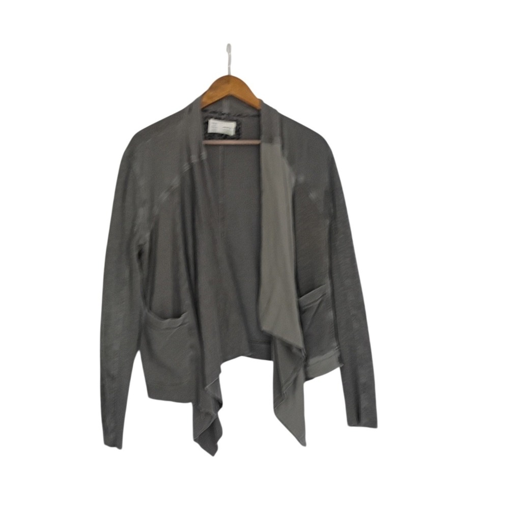 Anthropologie Saturday Sunday Grey Draped Open Front Cotton Cardigan‎ Ribbed S/M
